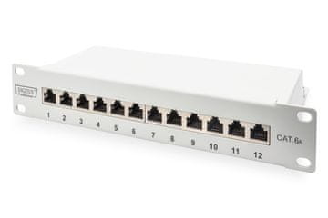 Digitus Digitus CAT 6A Patch panel, 12 portova, 1U, 10", sivi