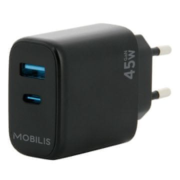 Mobilis DEL Mobilis 001363 Auto punjač, 2x USB (USB-C 45W + USB-A 18W), crni