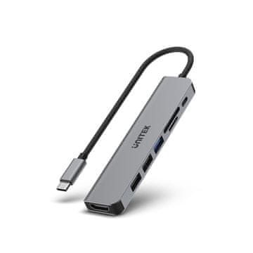 Unitek Unitek H1118A USB-C hub, 2x USB 3.2 Gen 1, čitač kartica, sivi