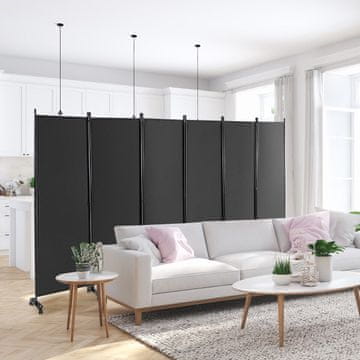 Costway Pregrada za prostor 6 panela visine 183 cm na kotačima, siva