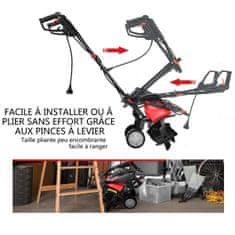 Costway Električni kultivator s preklopivom ručkom i podesivim kotačima