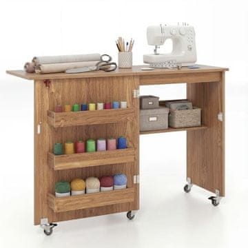 Costway Sklopivi stol za šivanje 118,5x40x79,5 cm prirodni