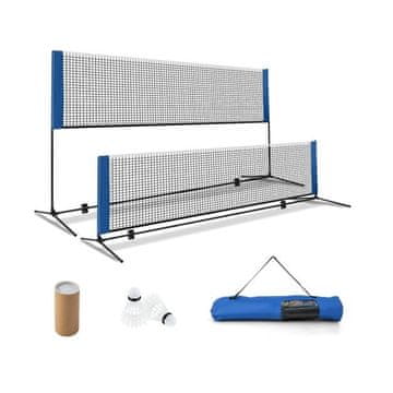 Costway Prijenosna mreža za badminton s stupovima i torbom za nošenje, plava