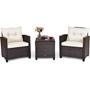 Costway Set vrtne garniture od ratana 3 dijela bijeli