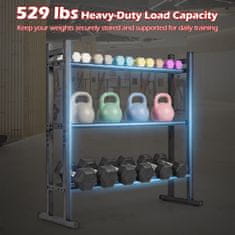 Costway Stalak za bučice s 3 razine, nosivost 240 kg, podesivi stalak za utege, crni