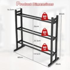 Costway Stalak za bučice s 3 razine, nosivost 240 kg, podesivi stalak za utege, crni
