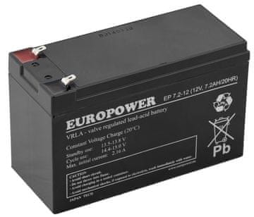 slomart EUROPOWER EP serija AGM Baterija 12V 7.2Ah (Vijek trajanja 6-9 godina)