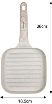 slomart Klausberg grill tava, bež, 36x18,5 cm, neprianjajuća, drvena drška
