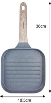 slomart Klausberg grill tava, siva, 36x18,5 cm, neprianjajuća, drvena drška