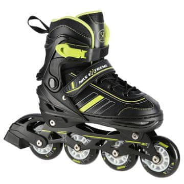 Northix 2-u-1 role i klizaljke za led, crne/lime, veličina M (34-38)