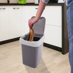 Northix 12L siva plastična kanta za otpad s poklopcem