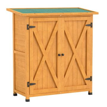 Homestar Vrtni ormar Vodootporni drveni alatni spremnik s 2 vrata Asfaltni krov 110x55x117 cm, žuti