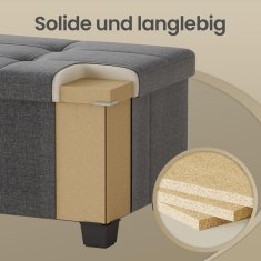 Songmics Sklopiva klupa za pohranu s poklopcem na šarke, izgled platna