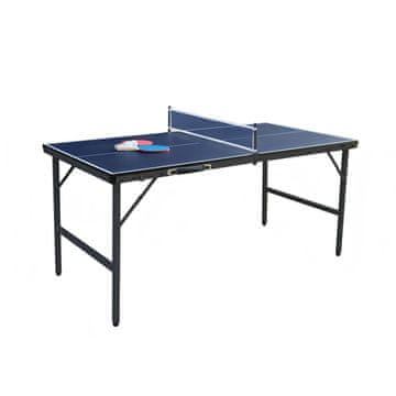 Costway Sklopivi stol za stolni tenis s mrežicom, 2 reketa i loptice plavi