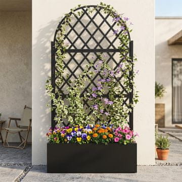 Costway Saksija s rešetkom za privatnost 90x40x180 cm crna