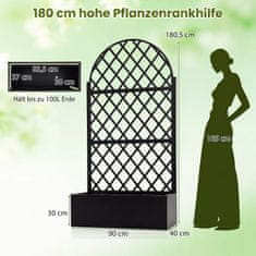 Costway Saksija s rešetkom za privatnost 90x40x180 cm crna