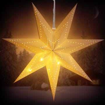 Northix LED zvijezda božićne zvijezde, krem papir, 60 cm, 7 krakova