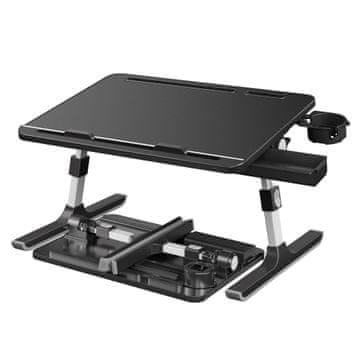 Songmics Podesivi sklopivi stol za laptop za krevet i sofu 56x40 cm crni