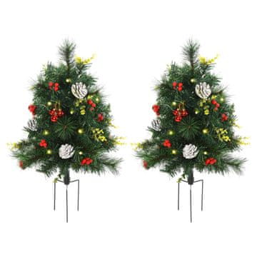 Homestar Set od 2 mini umjetna božićna drvca s LED svjetlima Ø33x75 cm zelena
