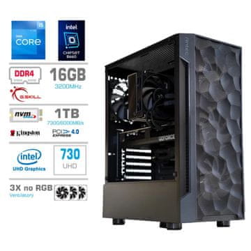 MEGA TWR S7 računalo, Intel Core i5-12400, 16GB, SSD1TB, Intel 730, Brez OS
