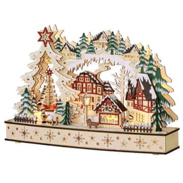 Homestar Božićna sela Zimska čarolija 20 LED svjetala 45x12x30 cm Prirodno drvo