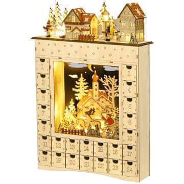 Homestar Božićni kalendar s 24 ladice 36x9x52 cm prirodno drvo s LED svjetlima