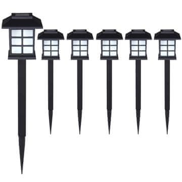 Northix Solarne lampe za put, 6 komada, crne, toplo bijela LED