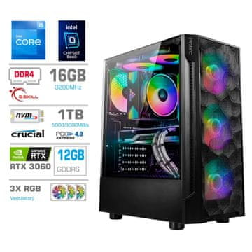MEGA TWR S7 računalo, Intel Core i5-12400F, 16GB, SSD1TB, RTX3060, FreeDOS