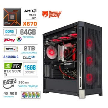 MEGA TWR S11 računalo, AMD Ryzen 7-9800X3D, 64GB, SSD2TB, RTX5070Ti, FreeDOS