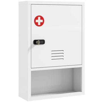 Homestar Zidni medicinski ormarić s 3 police i kombinacijskim bravom i ključem, bijeli