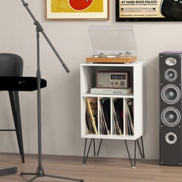 Costway Stalak za gramofon s 3 razine i 4 pregrade bijeli