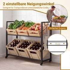 Costway Stalak za boce 2 razine 103,6x30,5x88,4 cm Crni