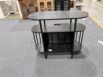 Costway Stalak za gramofon 90x40x76,5 cm crni s podesivim LED osvjetljenjem i punjačem