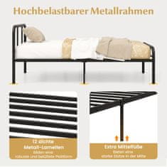 Costway Metalni okvir kreveta s platformom za jednu osobu s uzglavljem i uznožjem crni