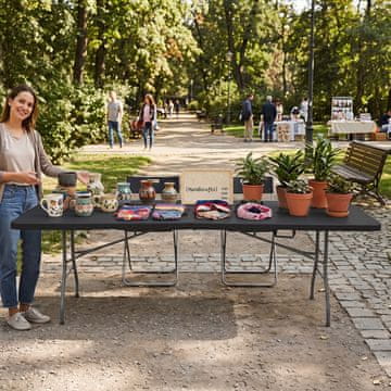 Costway Sklopivi vrtni stol 244x75 cm crni