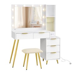 Songmics Toaletni stol s tabureom i ogledalom 40x110x135 cm bijeli