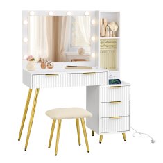 Songmics Toaletni stol s tabureom i ogledalom 40x110x135 cm bijeli