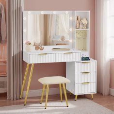 Songmics Toaletni stol s tabureom i ogledalom 40x110x135 cm bijeli