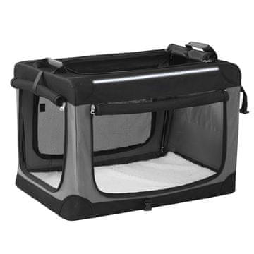 Songmics Plišani sklopivi kavez za psa 76x53x53 cm crni