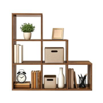 Songmics Knjigovodstveni regal 6 kocki, stepenišni regal 97.5x97.5x29 cm, bijeli