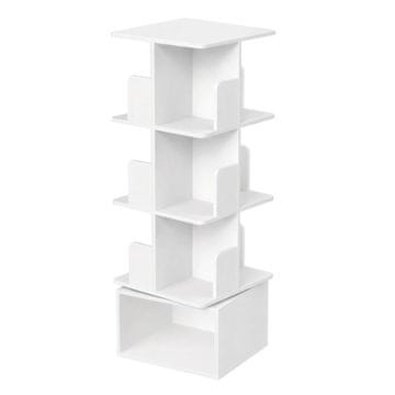 Songmics Rotirajuća knjiga polica 4 razine 40x40x124.6 cm bijela