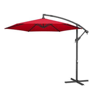 Songmics Suncobran s bočnim postoljem, promjer 300 cm x visina 245 cm, crvene boje