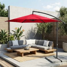 Songmics Suncobran s bočnim postoljem, promjer 300 cm x visina 245 cm, crvene boje
