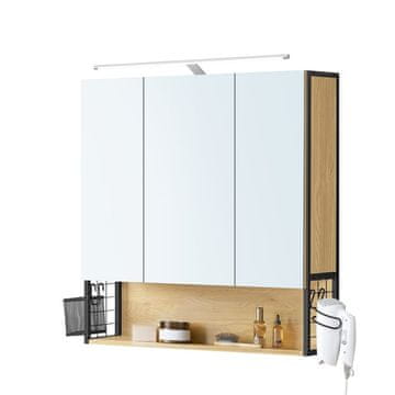 Songmics Kupaonski ormarić sa ogledalom 14.5x70x70 cm hrast