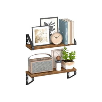 Songmics Set zidnih polica 2 komada 12.7x40x11.2 cm smeđa