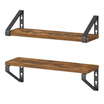 Songmics Set zidnih polica 2 komada 12.7x40x11.2 cm smeđa