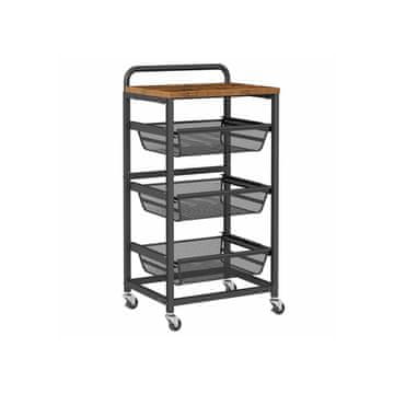 Songmics Kolica za posluživanje 4 razine 31.7x40x76 cm smeđa