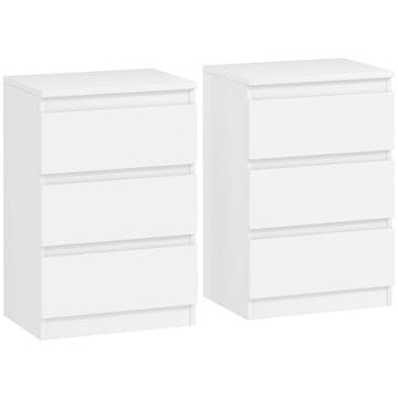 Homestar Set noćnih ormarića 3 ladice 40x30x59,5 cm bijela