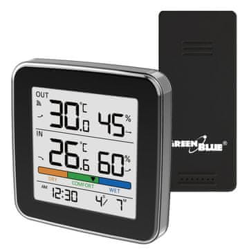 slomart GreenBlue GB169 B bežična meteorološka stanica, LCD, crna