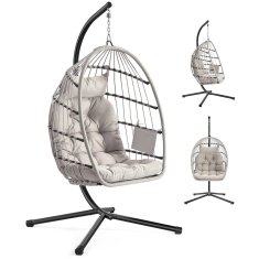 Songmics Viseća stolica s postoljem 98x103x195 cm bijela